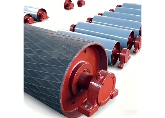 Mining Return Roller Rubber Coated Self Cleaning Coal Conveyor Equipment Part